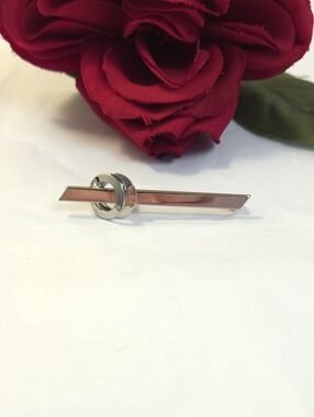 Mid Century Modern Silver Tone Geometric Brooch